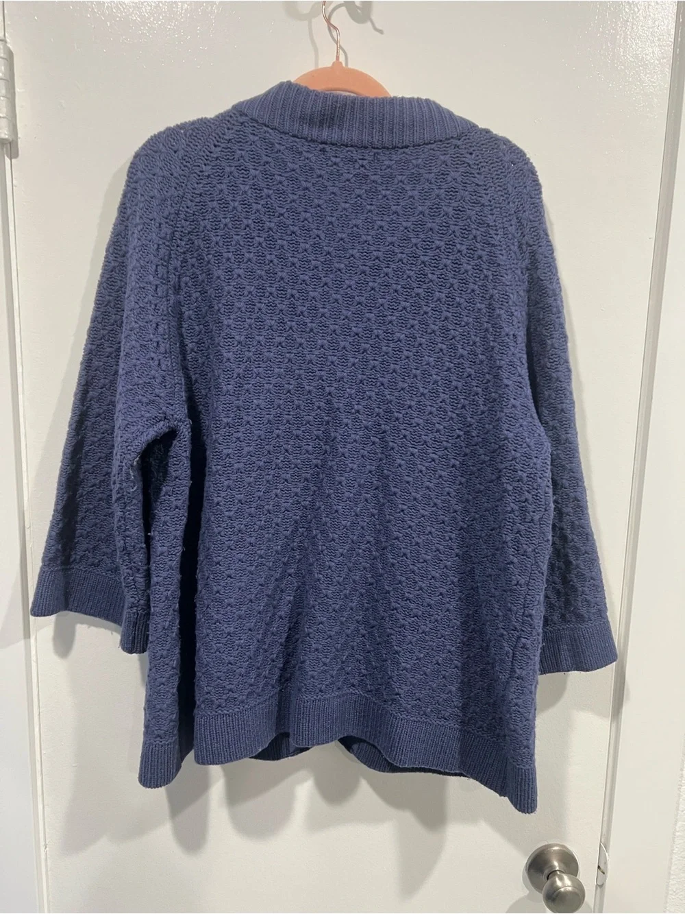Boden Blue Textured Knit Button-Front Cardigan